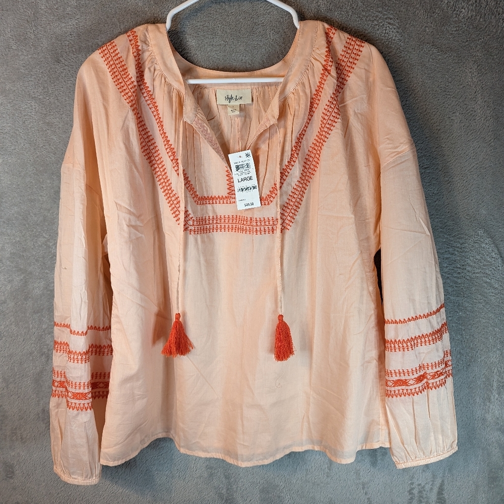 Style & Co., Peasant Blouse, NWT